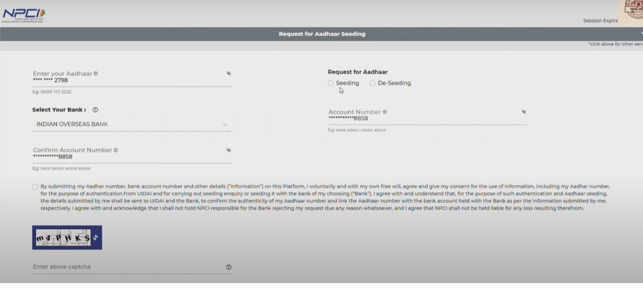 Aadhaar number or bank account details