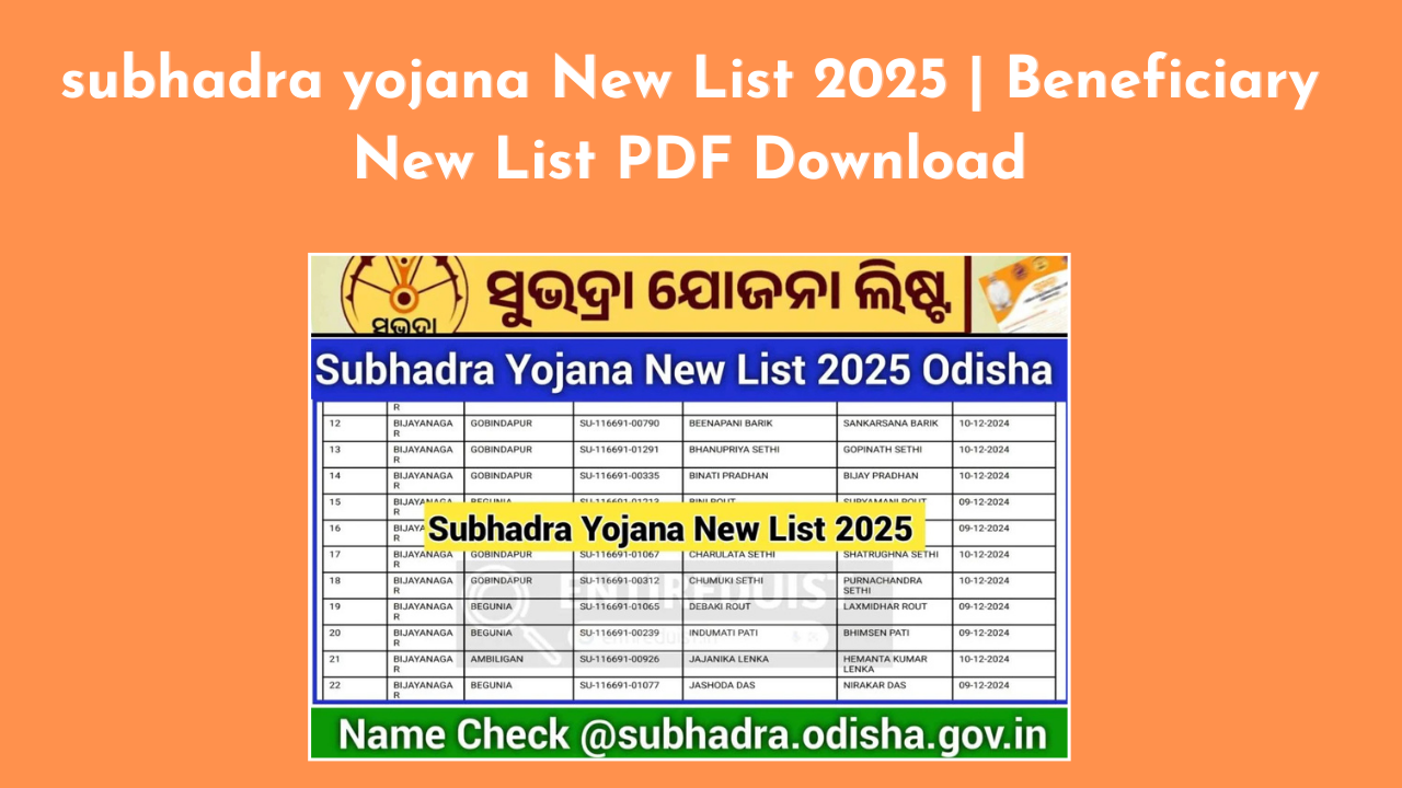 subhadra yojana New List 2025